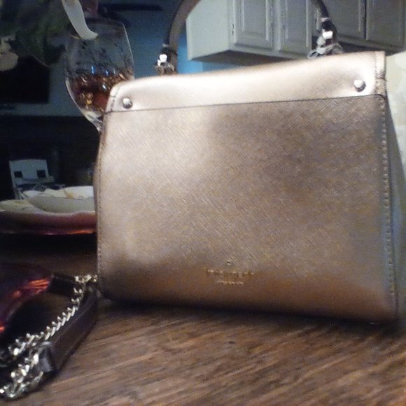 Kate Spade Top Handle Mini Satchel Metallic Leather Crossbody - Picture 2 of 6